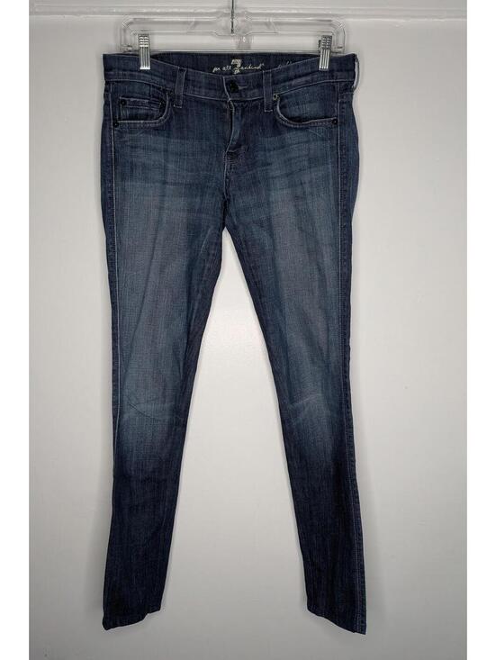 7 For All Mankind Denim - 7 For All Mankind Jeans Womens 27 Blue Mid Rise Edie Skinny Embroidered Denim